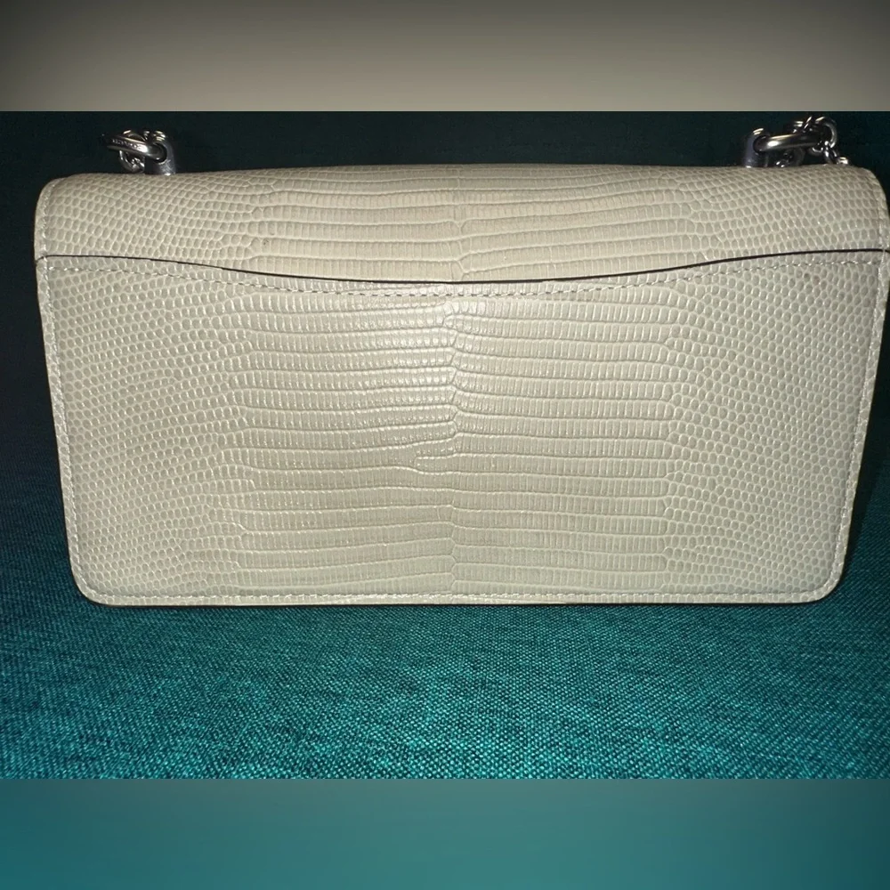 Coach Eliza Pale Green Lizard Embossed Shoulder and Crossbody CR106 SV/AG MINT! - Picture 8 of 15